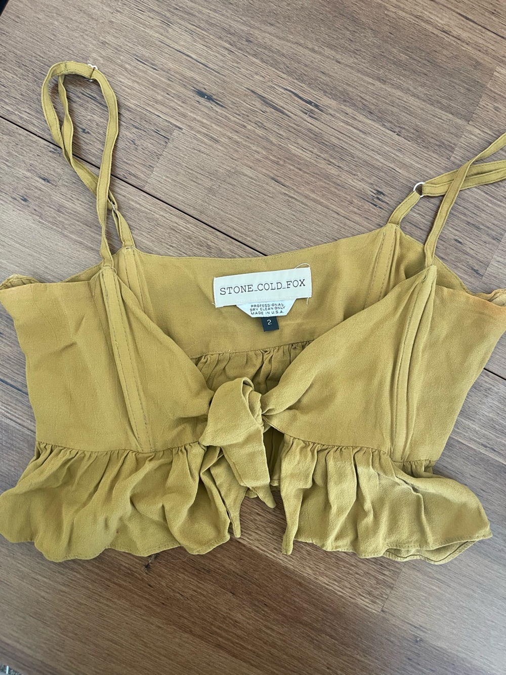 Stone Cold Fox women’s vintage Mustard Yellow One-Piece with Front Tie